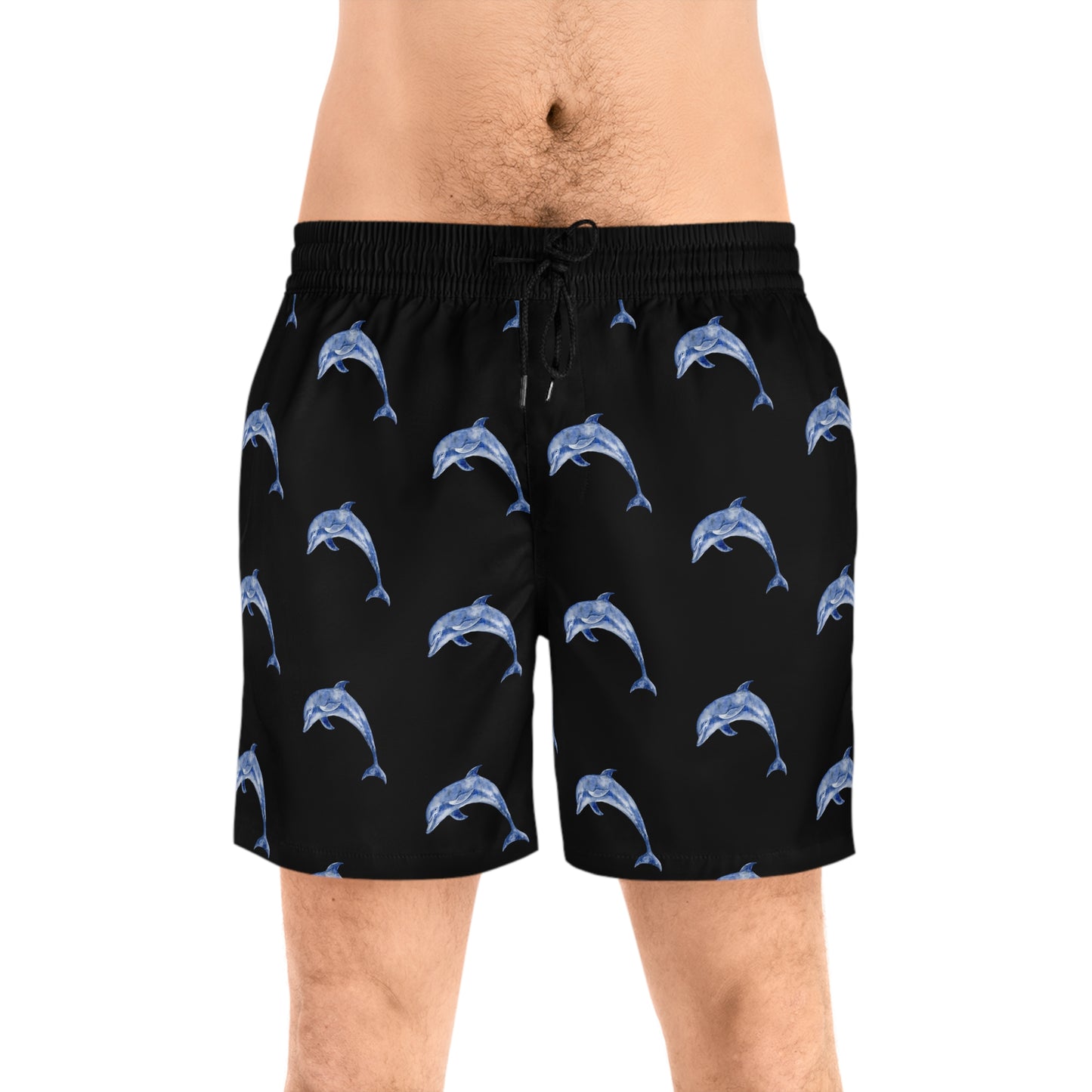 Swim Shorts - Men's Mid-Length Bathing Suit with Dolphin Design