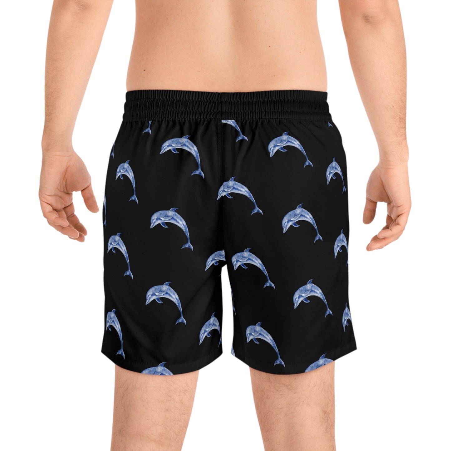Swim Shorts - Men's Mid-Length Bathing Suit with Dolphin Design