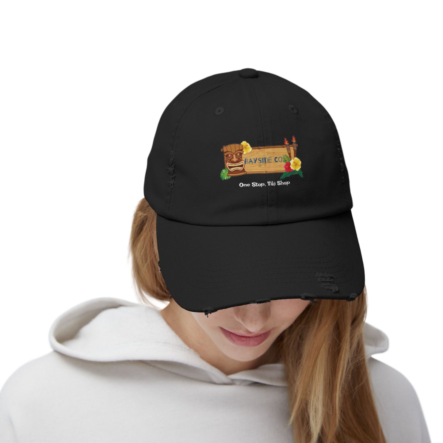 Bayside Co "One Stop, Tiki Shop" Distressed Coastal Cap
