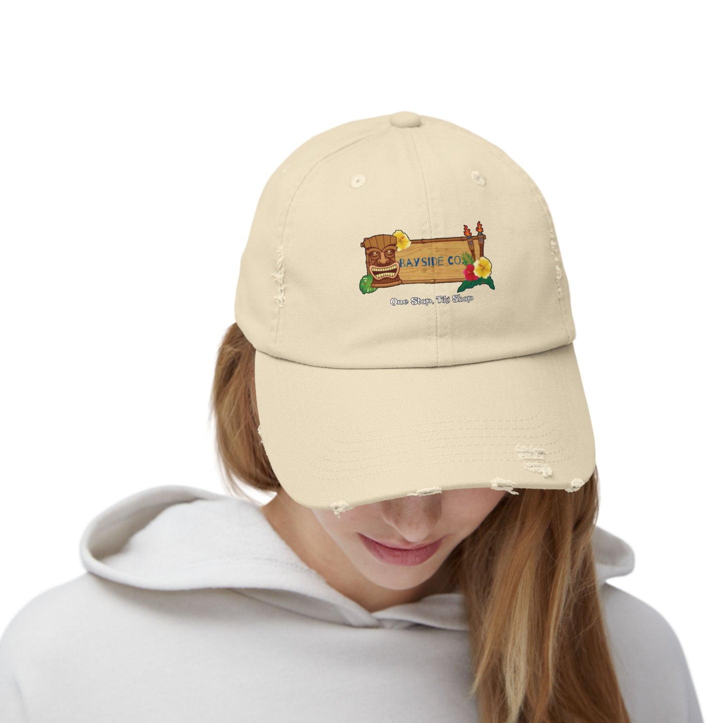 Bayside Co "One Stop, Tiki Shop" Distressed Coastal Cap