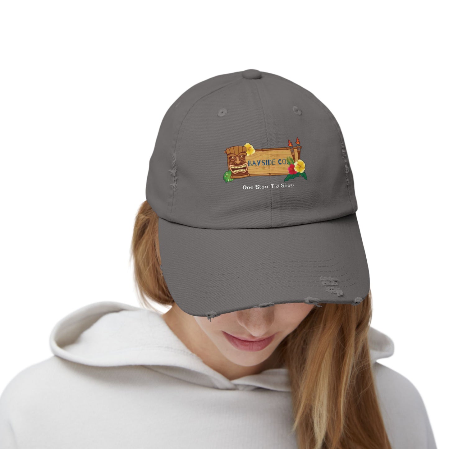 Bayside Co "One Stop, Tiki Shop" Distressed Coastal Cap